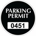 Lustre-Cal Repositionable Parking Permit Black 3in x 3in  Circle Serialized 450-500, 50PK 253743Py1KDi0451